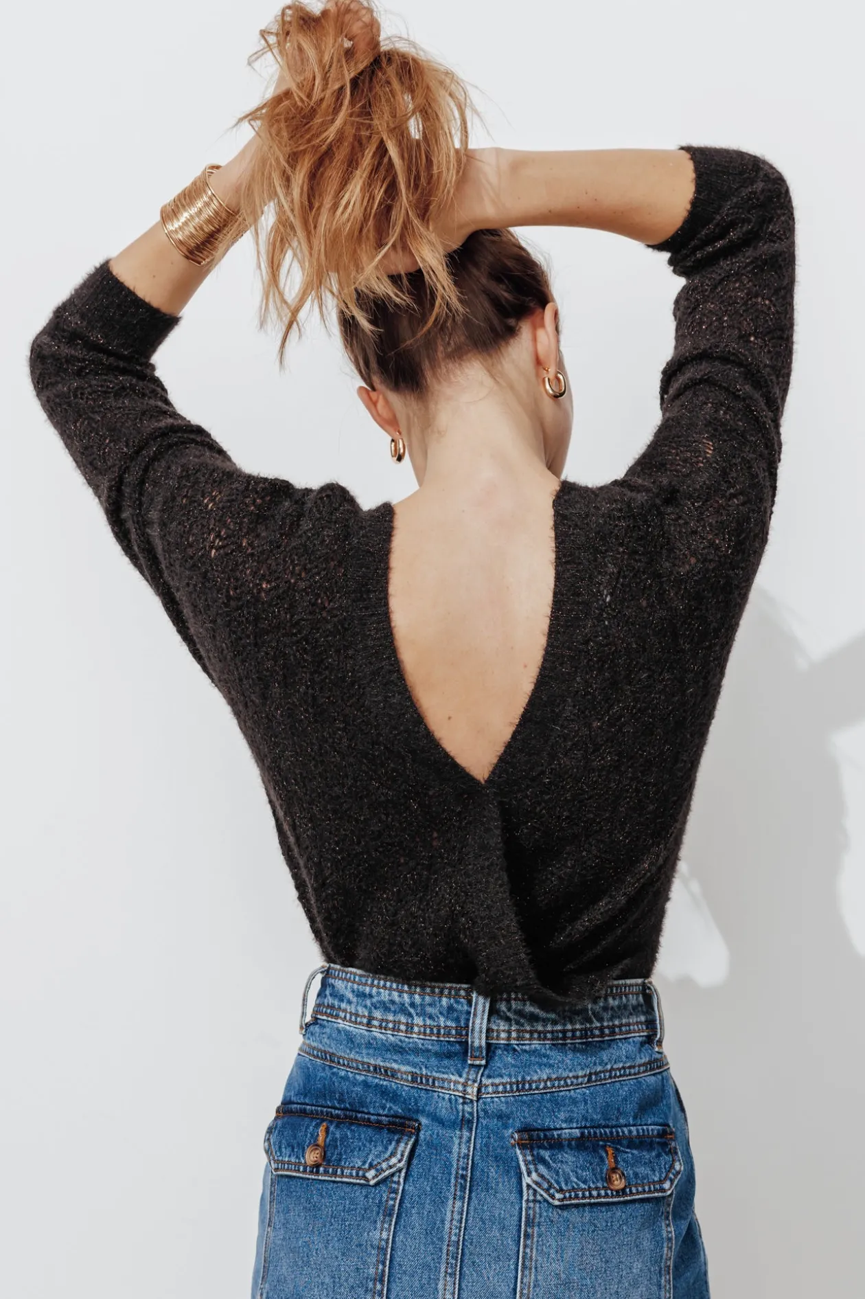 Promod Pull pailleté recto-verso - Noir Shop