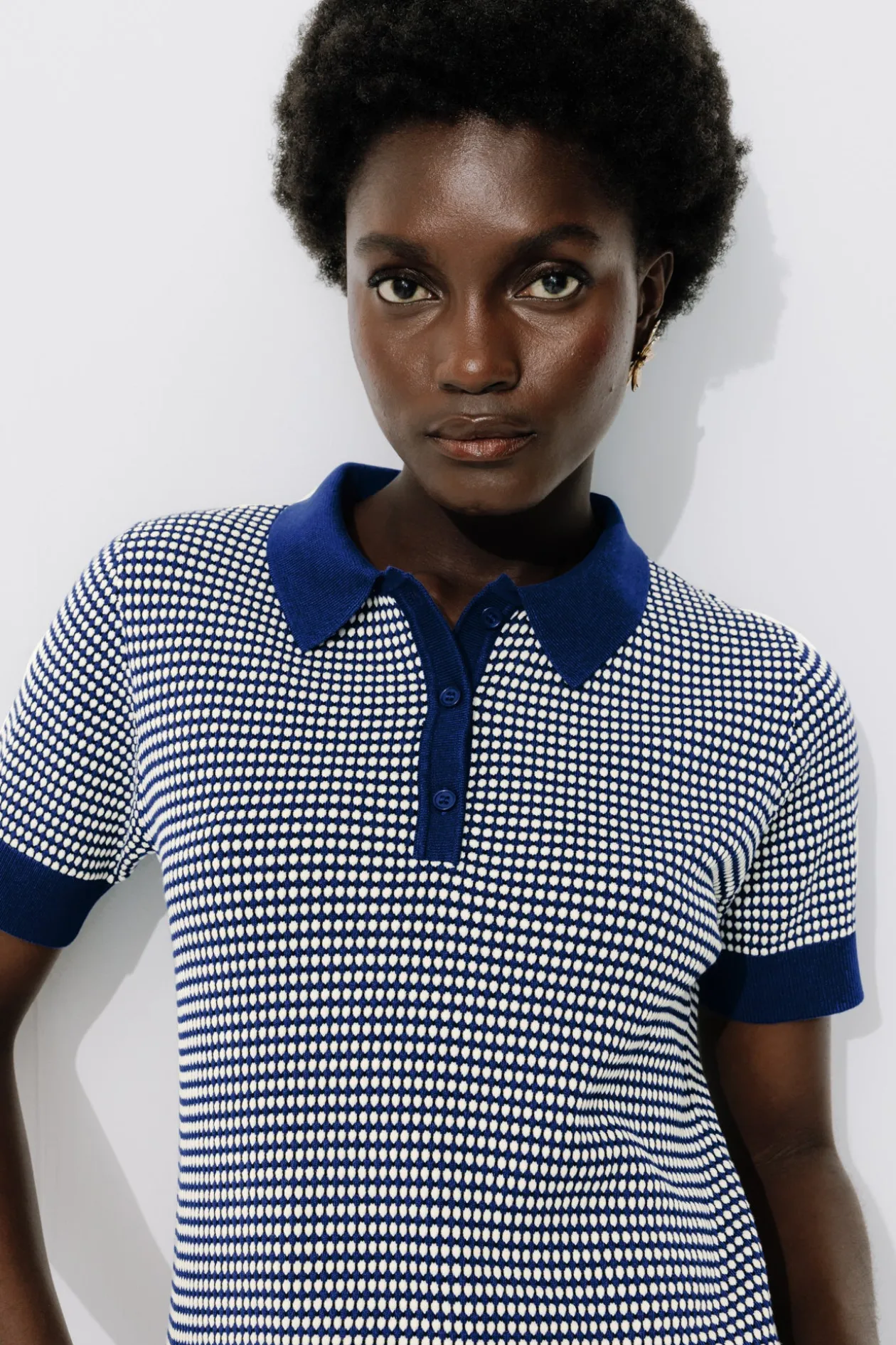 Promod Pull polo effet jacquard - Imprimé bleu Imprimébleu Online