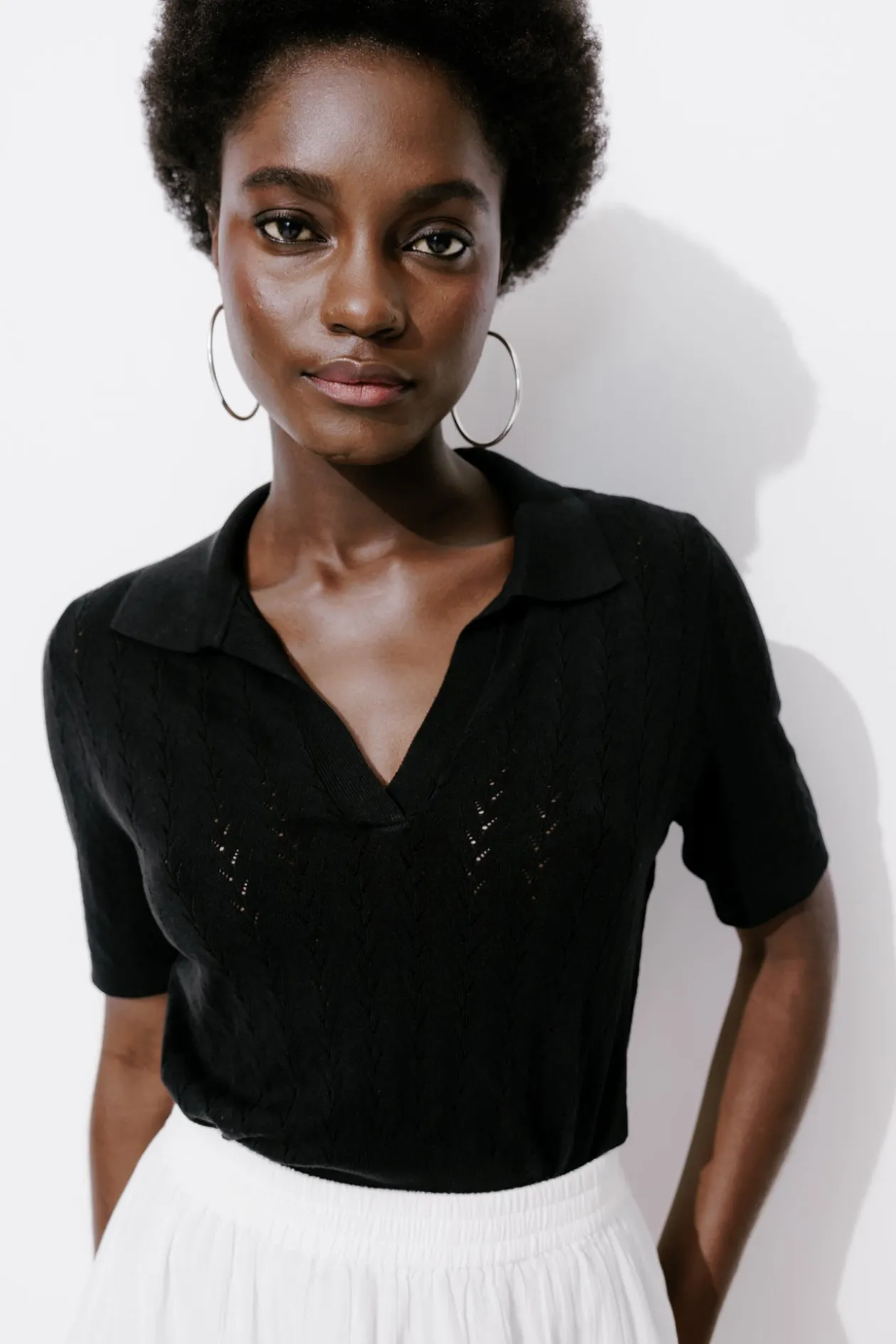 Promod Pull polo manches courtes - Noir Discount