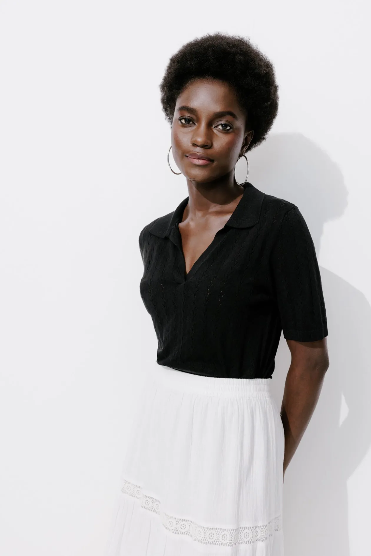 Promod Pull polo manches courtes - Noir Discount