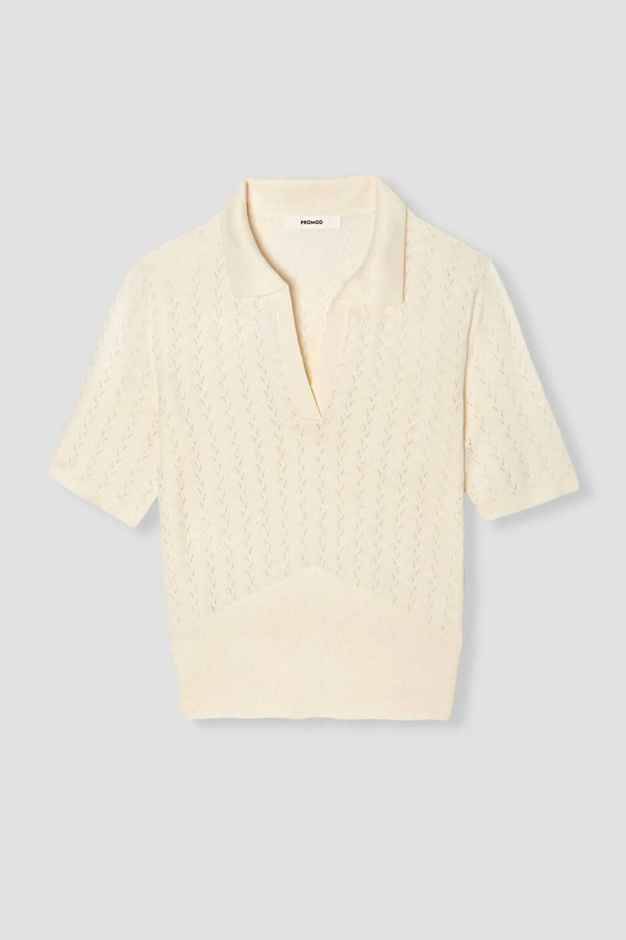 Promod Pull polo manches courtes - Ecru Clearance