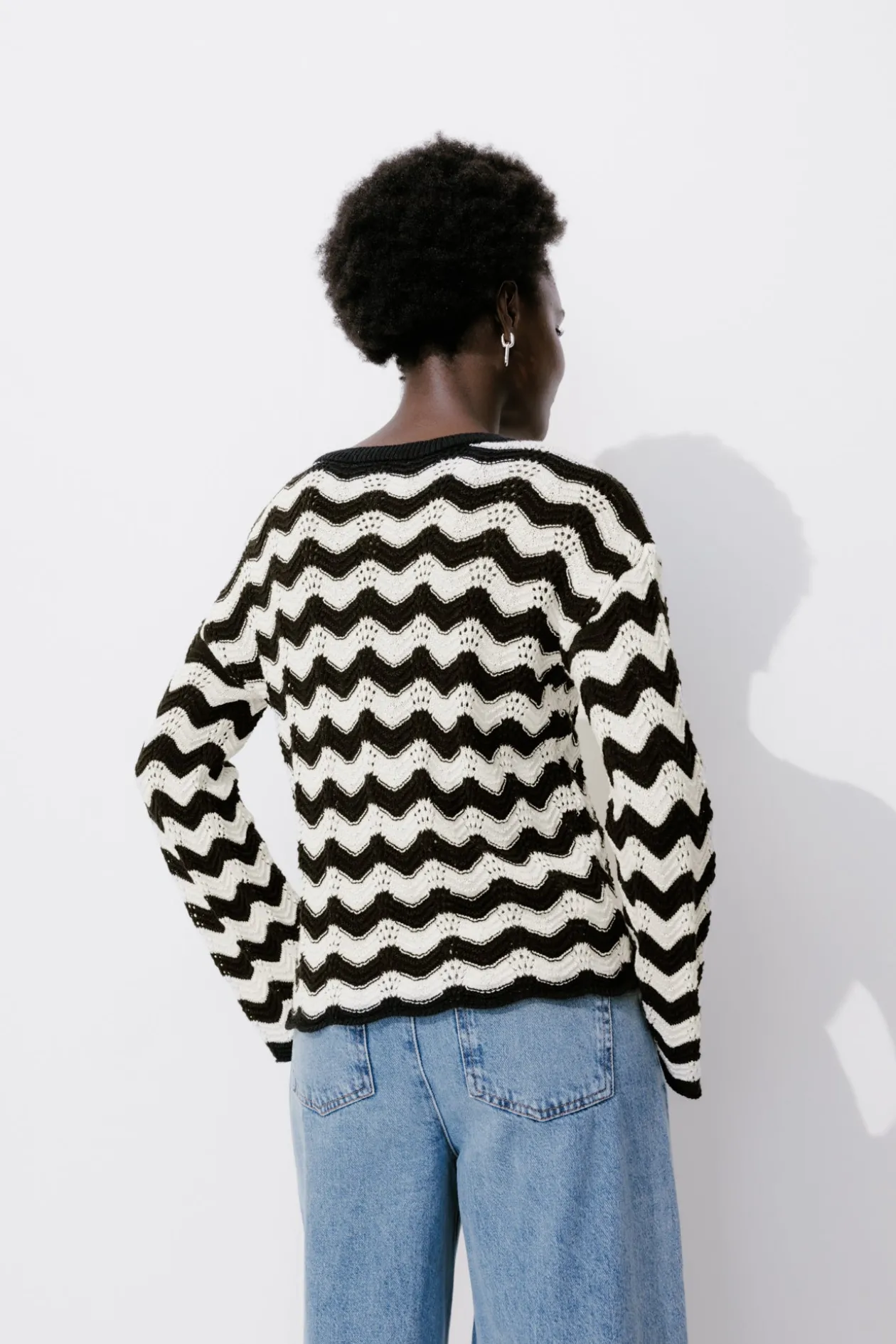 Promod Pull rayé ajouré Femme - Rayé Noir RayéNoir New