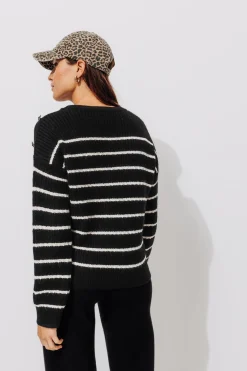 Promod Pull rayé côtelé Femme - Rayé Noir RayéNoir Store