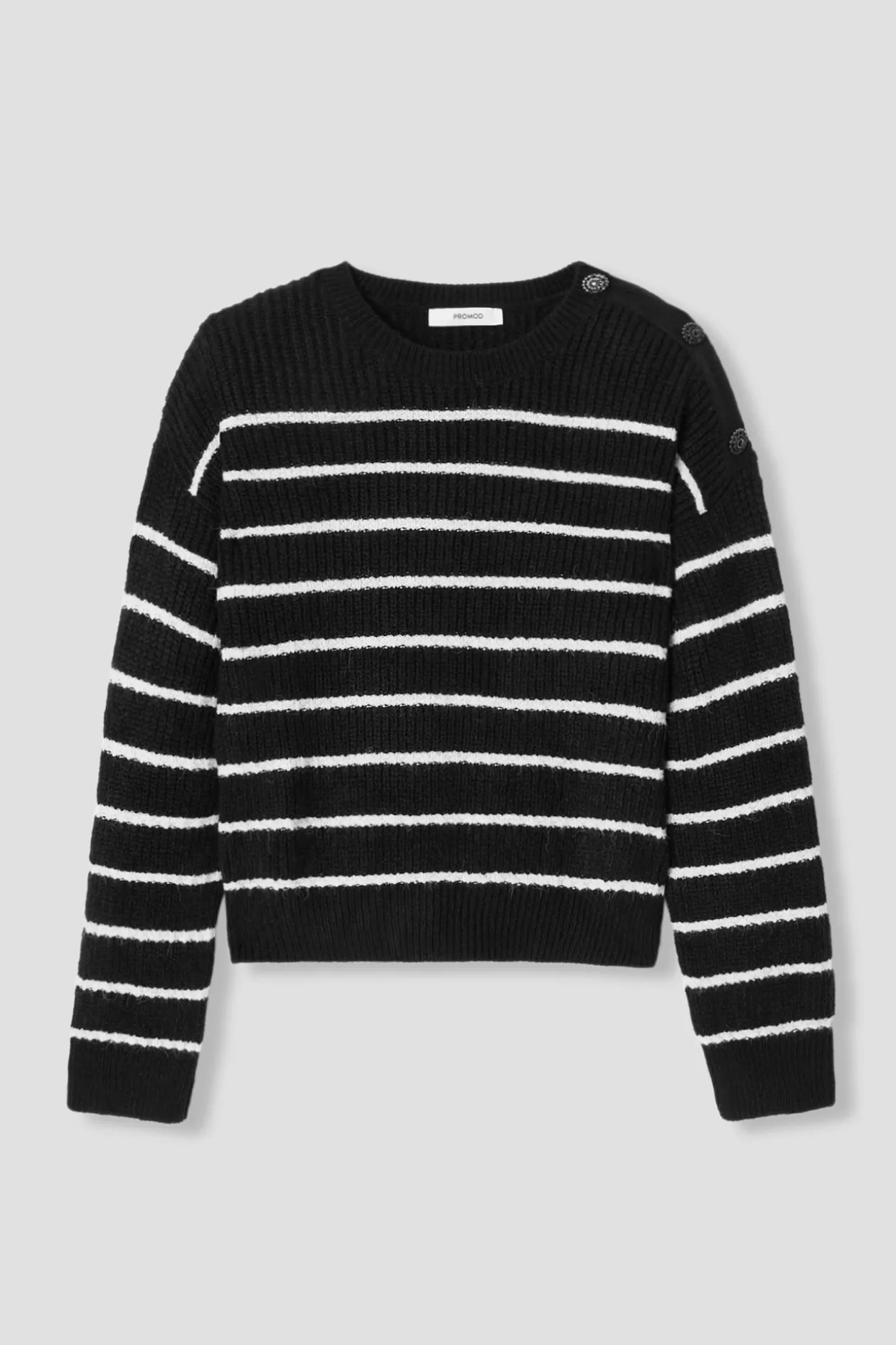 Promod Pull rayé côtelé Femme - Rayé Noir RayéNoir Store