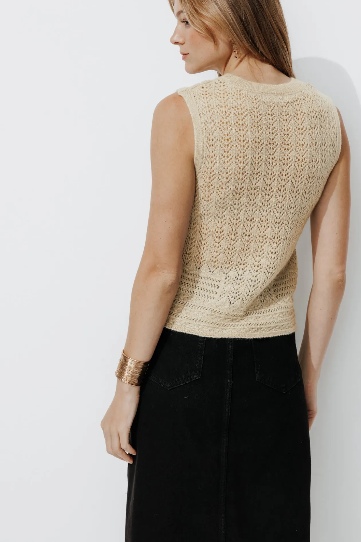 Promod Pull sans manches Femme - Ecru Fashion
