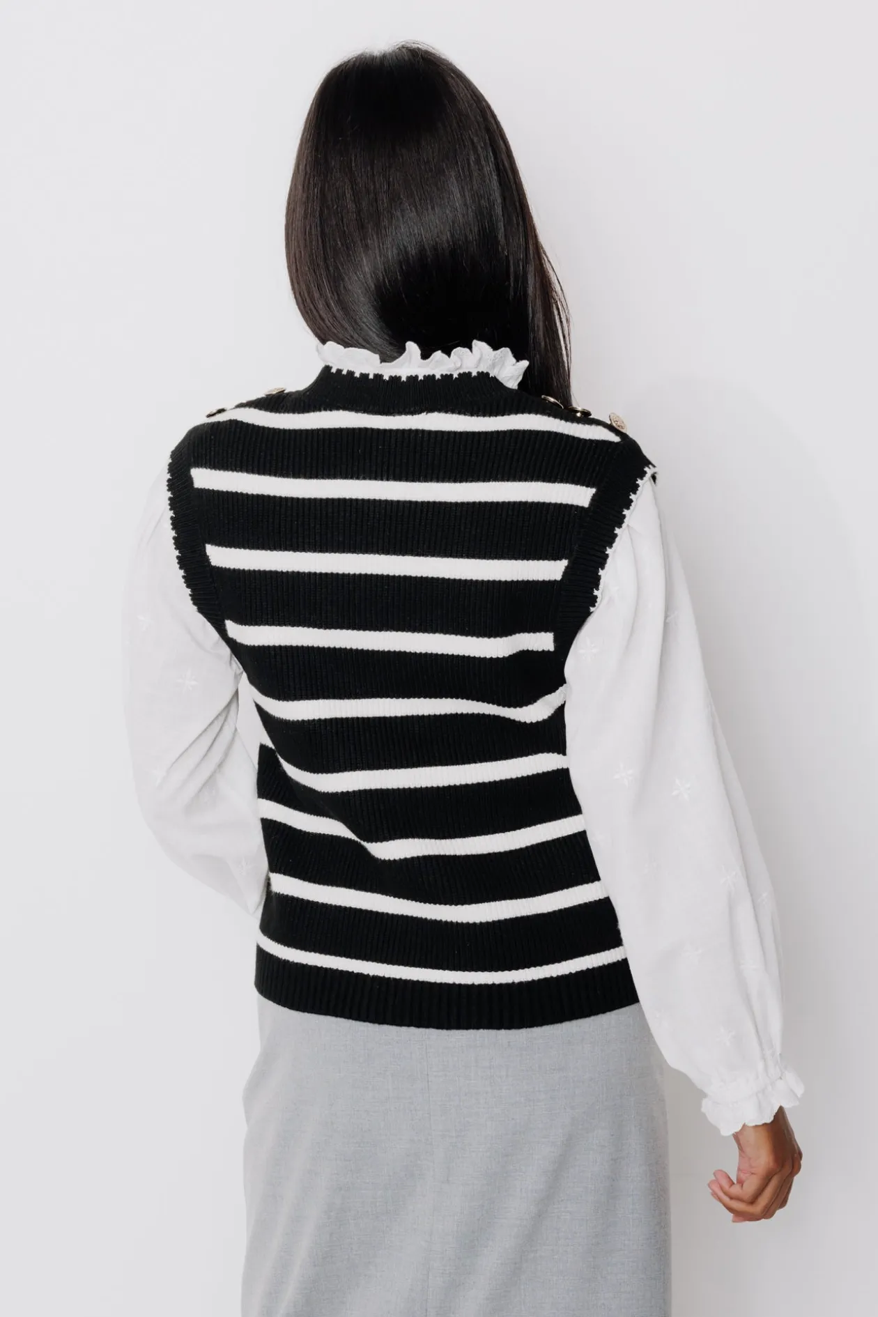 Promod Pull sans manches Femme - Rayé Noir RayéNoir Store