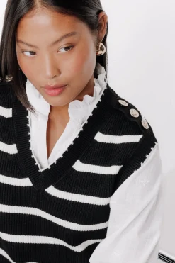 Promod Pull sans manches Femme - Rayé Noir RayéNoir Store