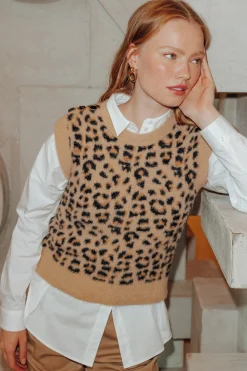 Promod Pull sans manches léopard - Imprimé noir Impriménoir Discount