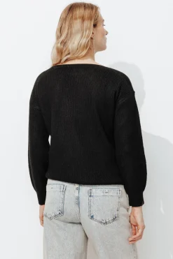 Promod Pull torsadé col bateau Femme - Noir Fashion