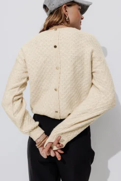 Promod Pull torsadé col rond Femme - Ecru Fashion