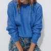 Promod Pull torsadé col rond Femme - Bleu Sale