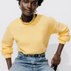 Promod Pull torsadé col rond Femme - Jaune clair Jauneclair Flash Sale