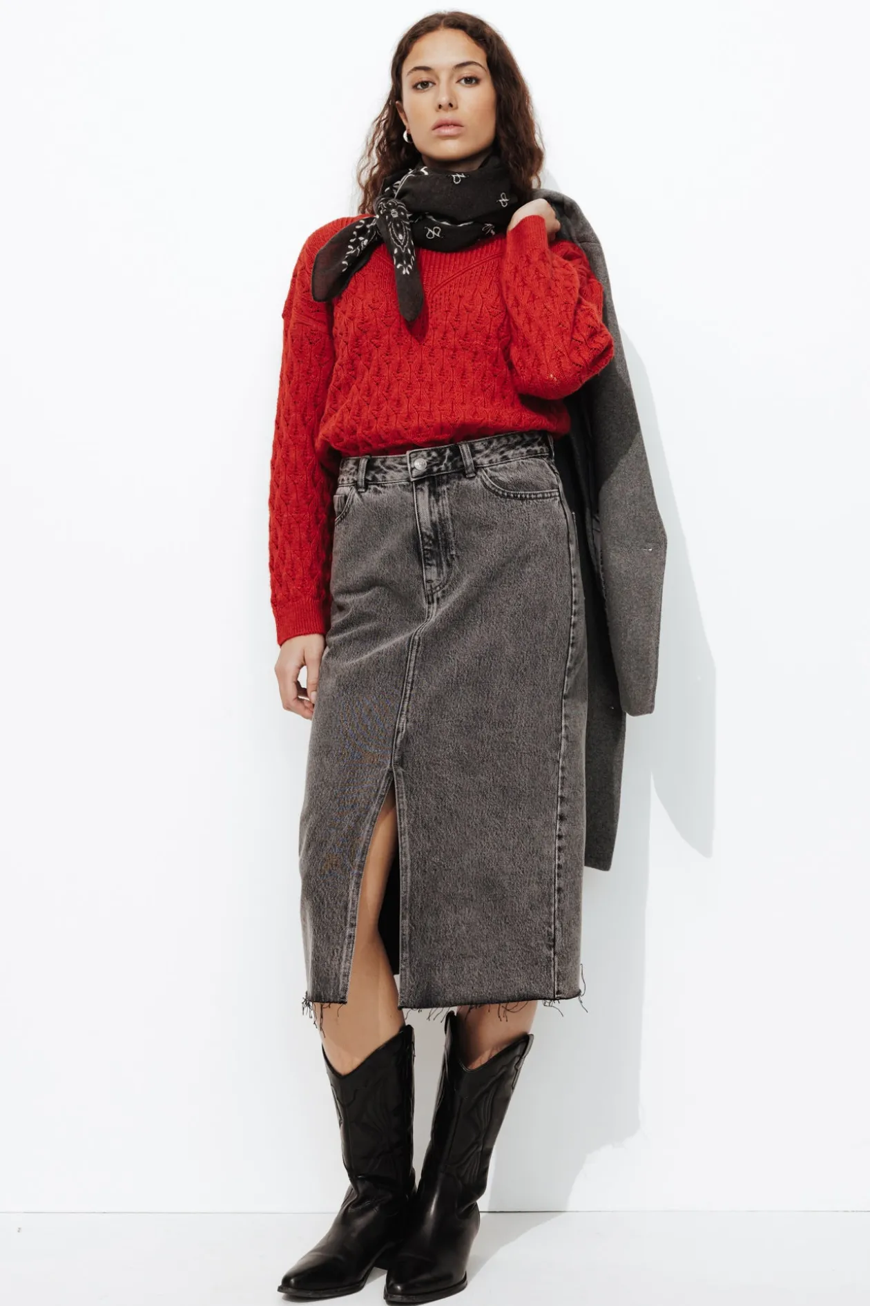 Promod Pull torsadé col rond Femme - Rouge Fashion