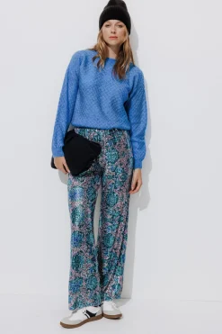 Promod Pull torsadé col rond Femme - Bleu Sale