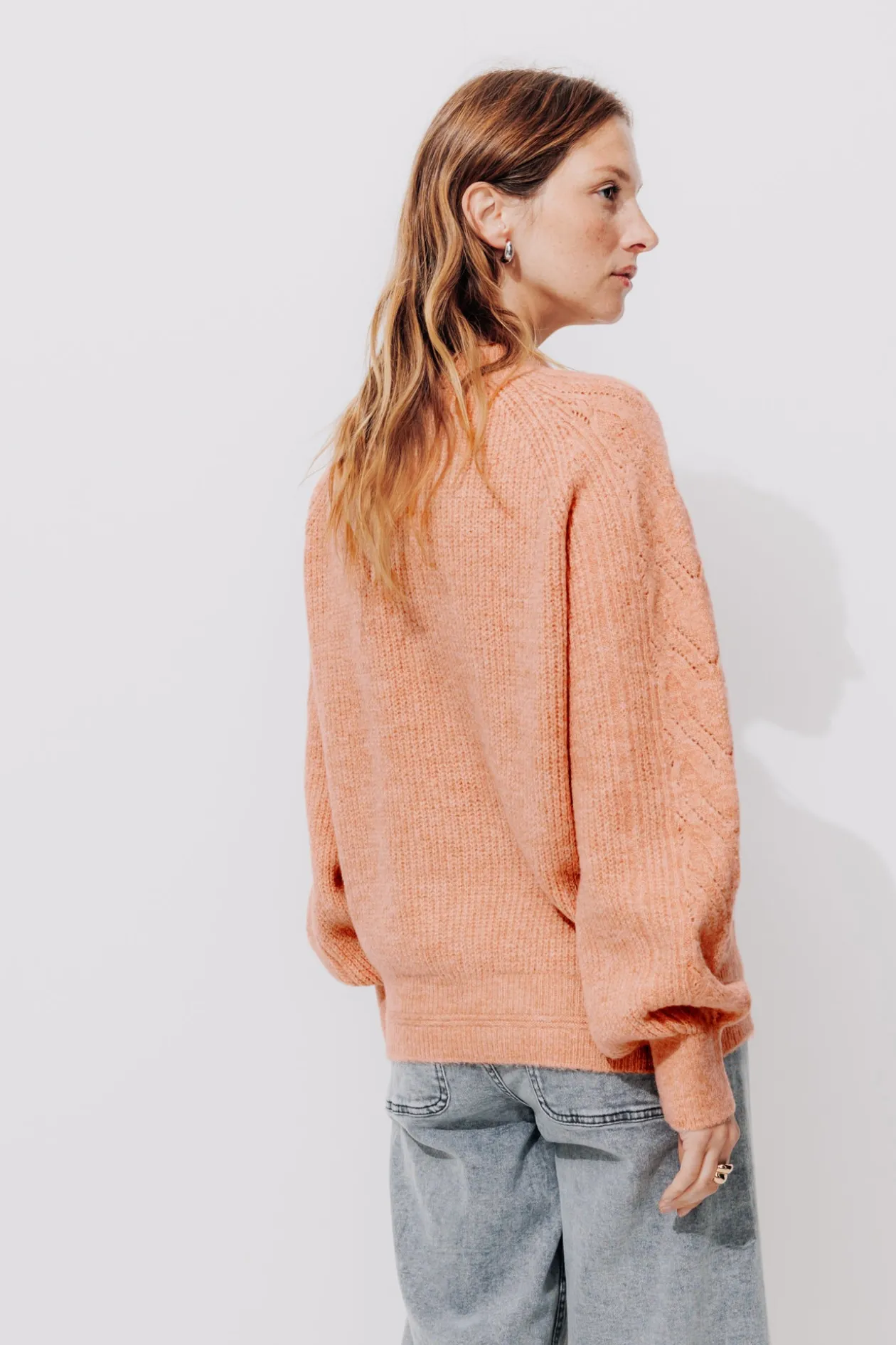 Promod Pull torsadé col rond Femme - Saumon clair Saumonclair Outlet