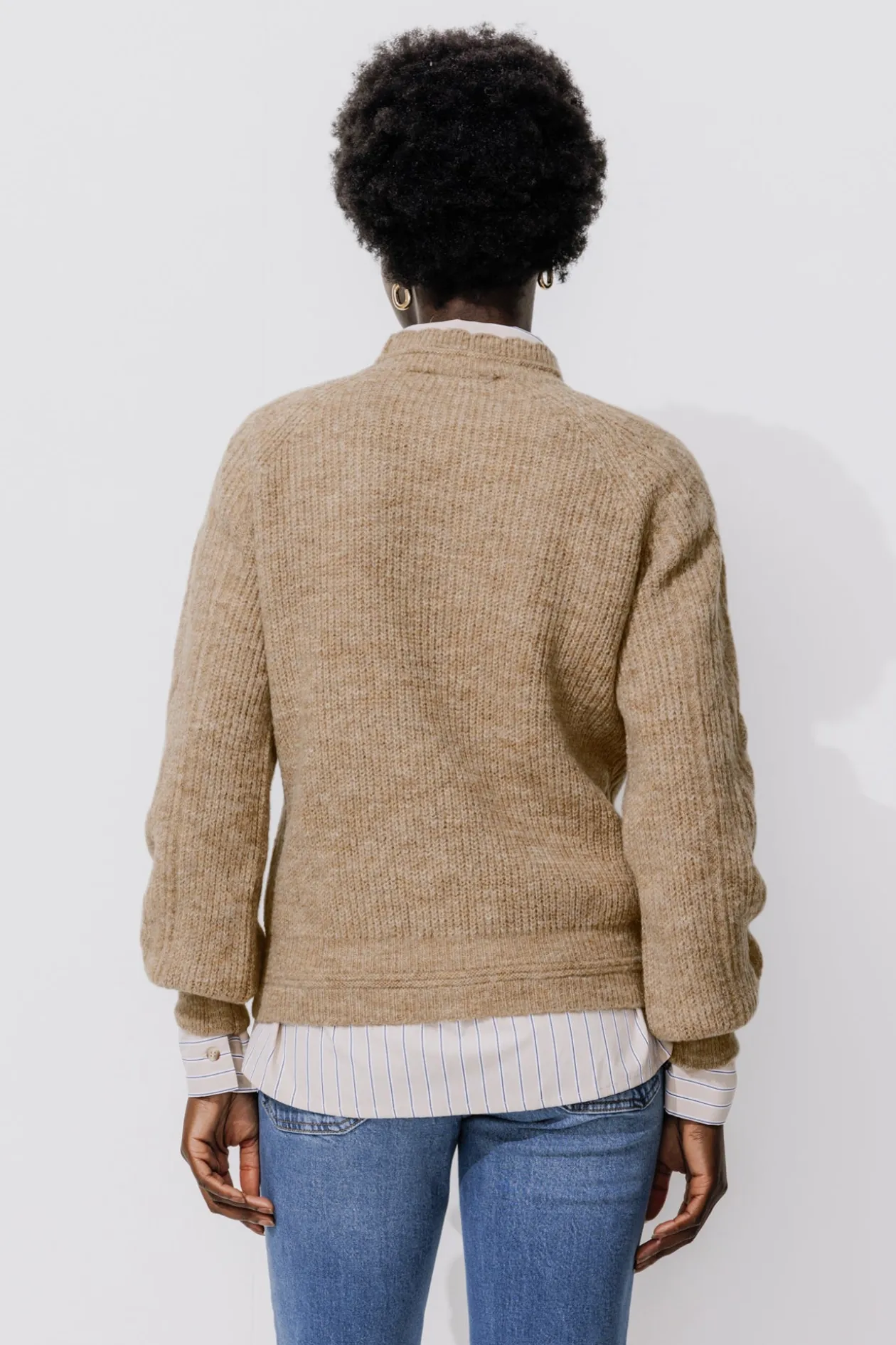Promod Pull torsadé col rond Femme - Taupe Clearance