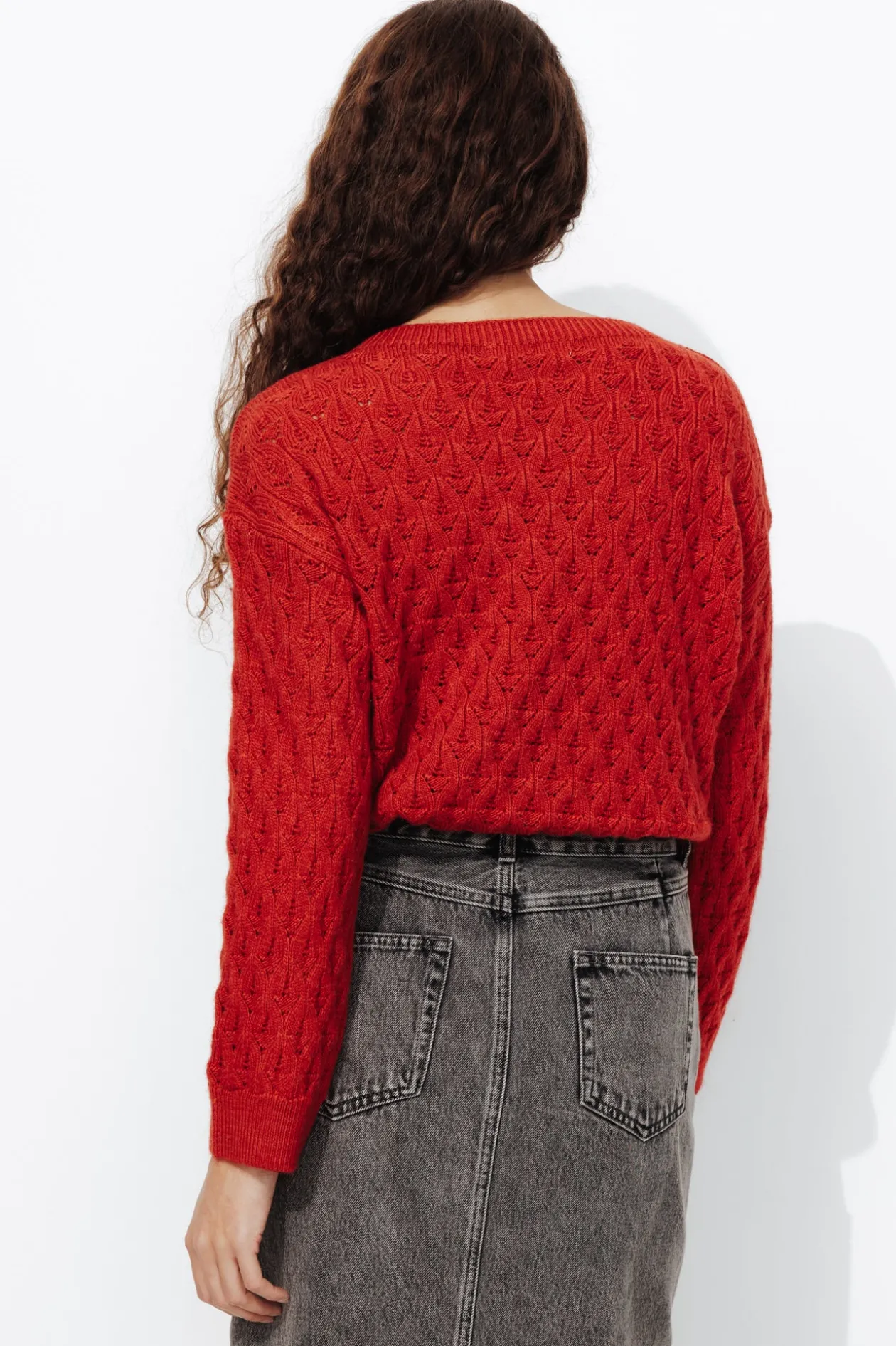 Promod Pull torsadé col rond Femme - Rouge Fashion