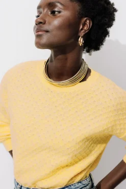 Promod Pull torsadé col rond Femme - Jaune clair Jauneclair Flash Sale