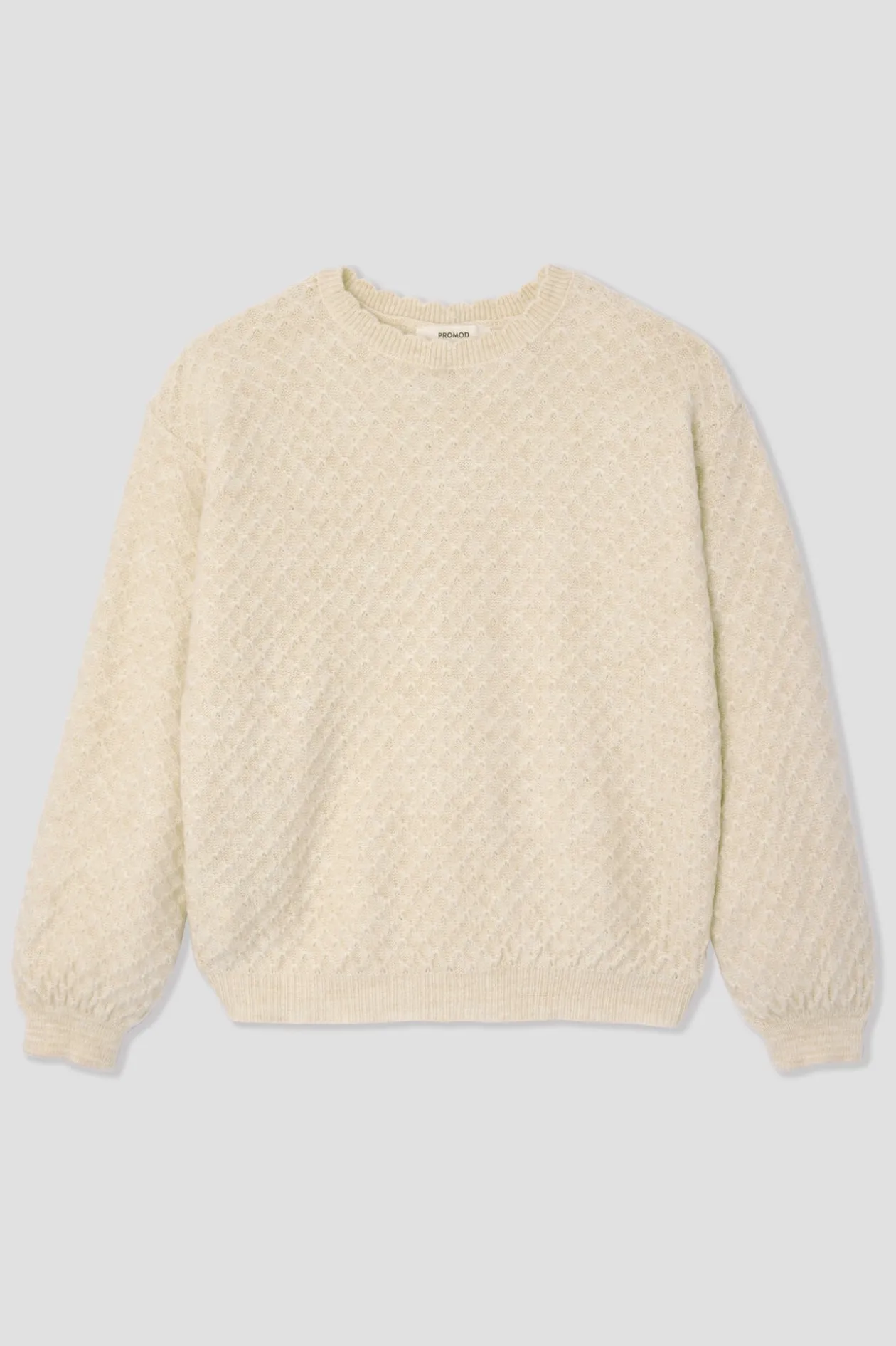Promod Pull torsadé col rond Femme - Ecru Fashion