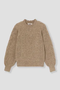 Promod Pull torsadé col rond Femme - Taupe Clearance