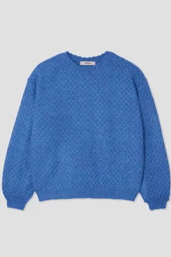 Promod Pull torsadé col rond Femme - Bleu Sale