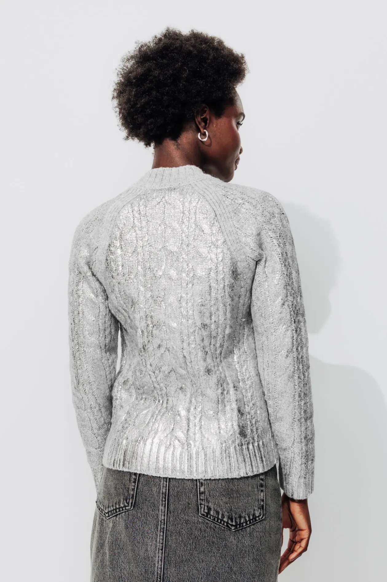 Promod Pull torsadé effet métallisé - Gris clair Grisclair Store