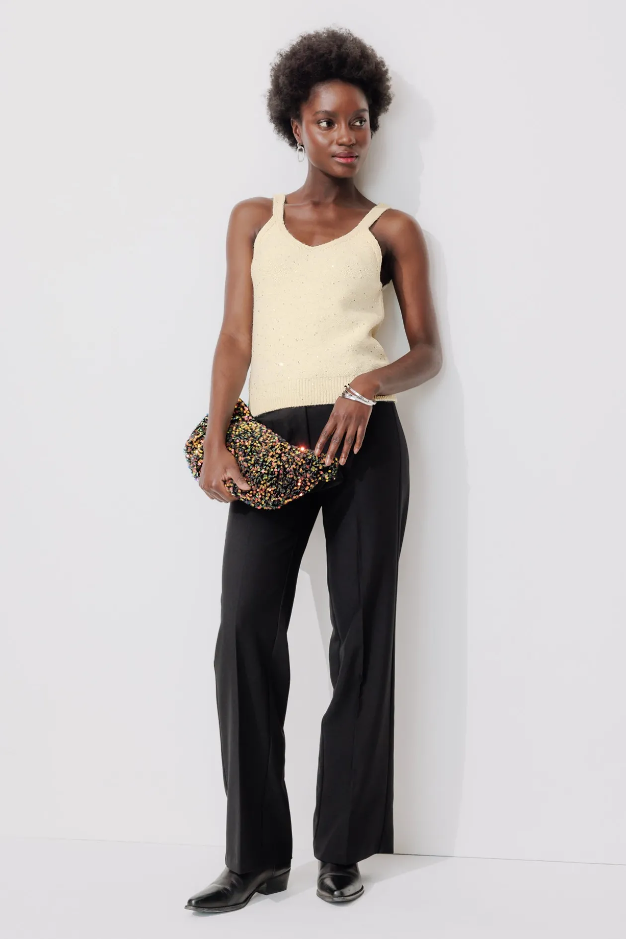 Promod Pull-débardeur à paillettes - Ecru Flash Sale