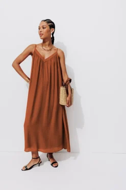 Promod Robe à bretelles Femme - Terre de sienne Terredesienne Fashion