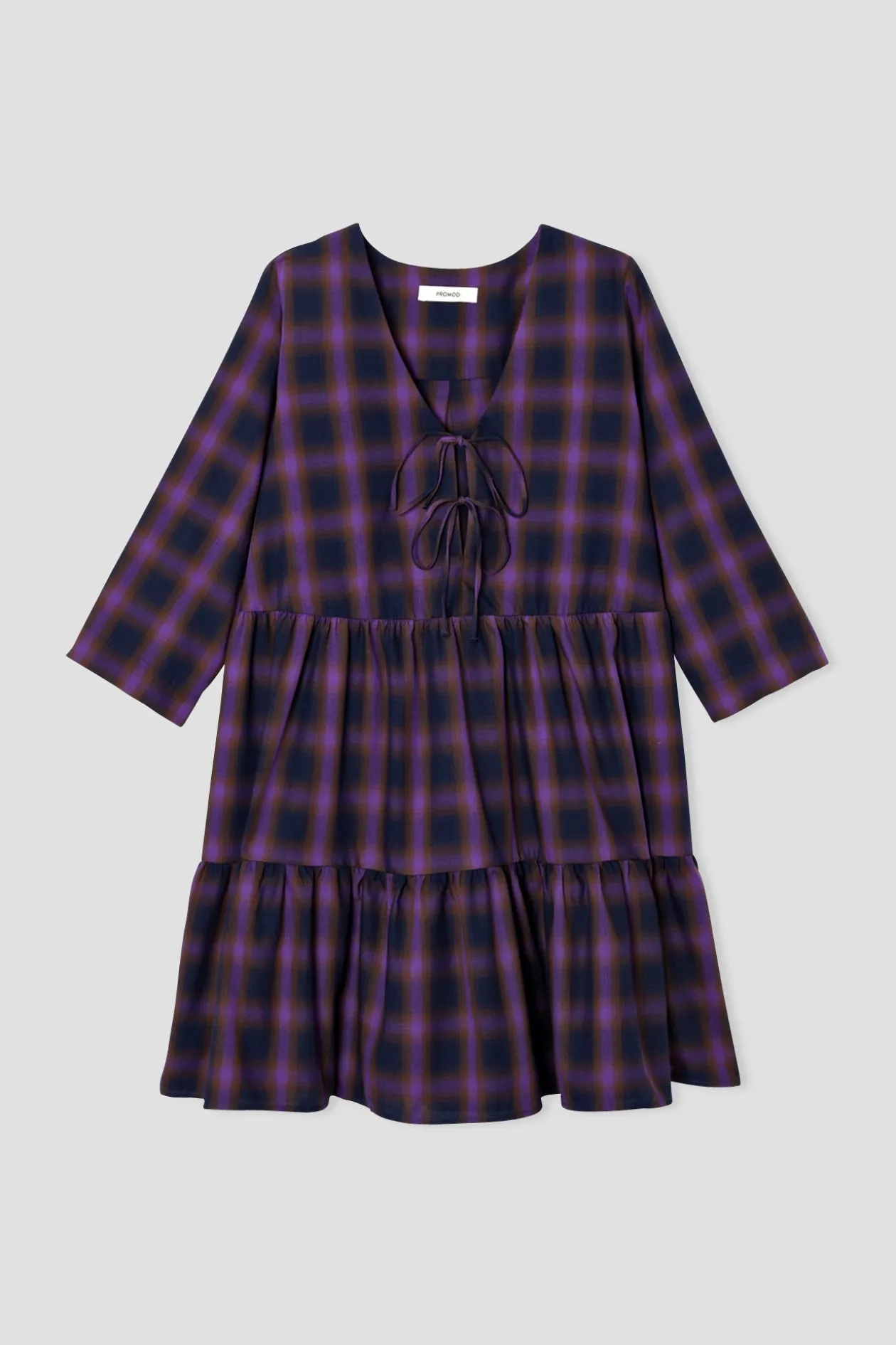 Promod Robe baby doll à carreaux - Carreaux violets Carreauxviolets Store
