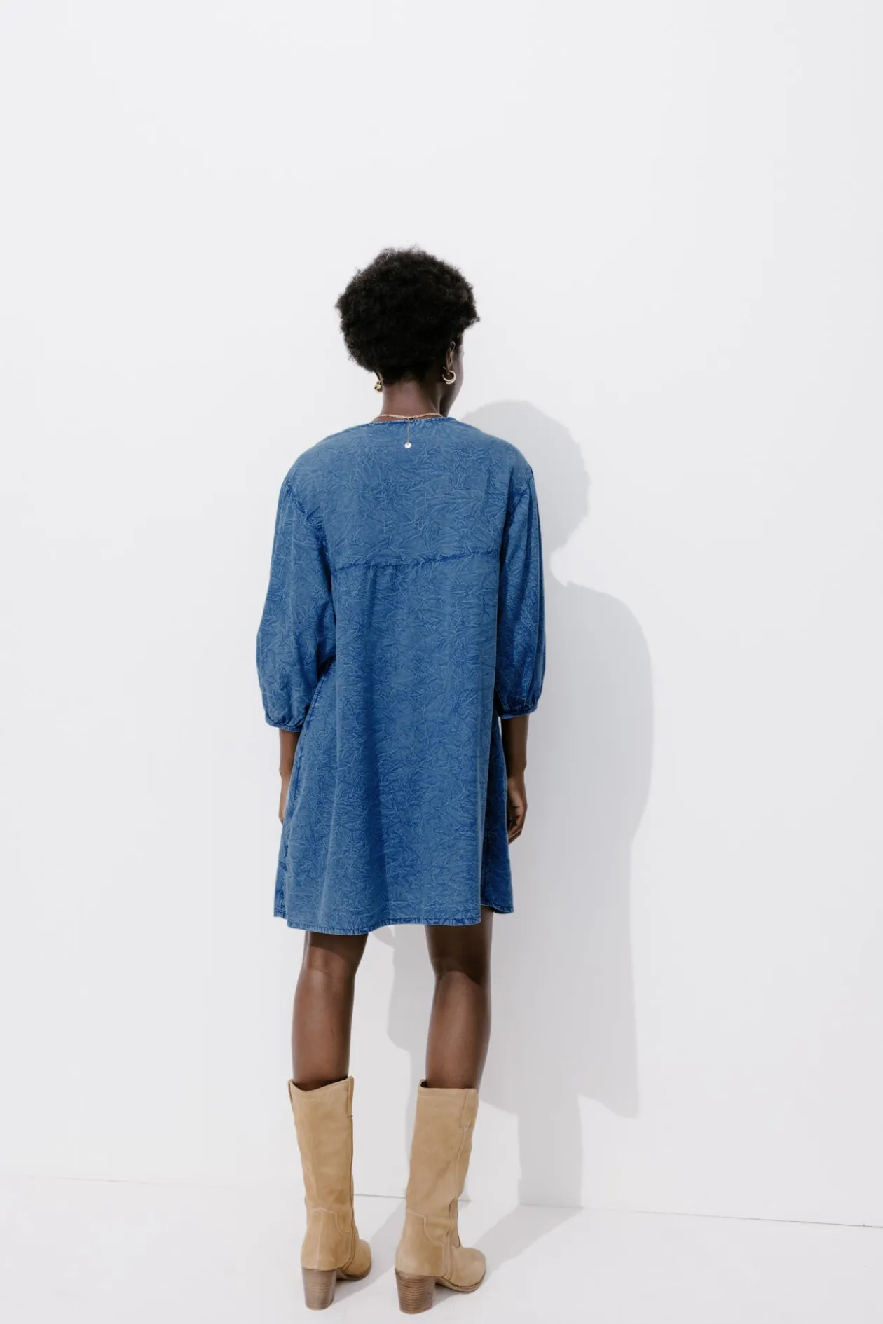 Promod Robe babydoll en toile Femme - Bleu Flash Sale