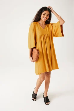 Promod Robe babydoll unie Femme - Ocre Sale