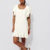 Promod Robe courte brodée Femme - Ecru Hot