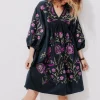 Promod Robe courte brodée Femme - Marine Discount
