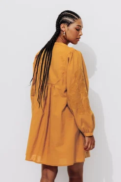 Promod Robe courte brodée Femme - Ocre Fashion