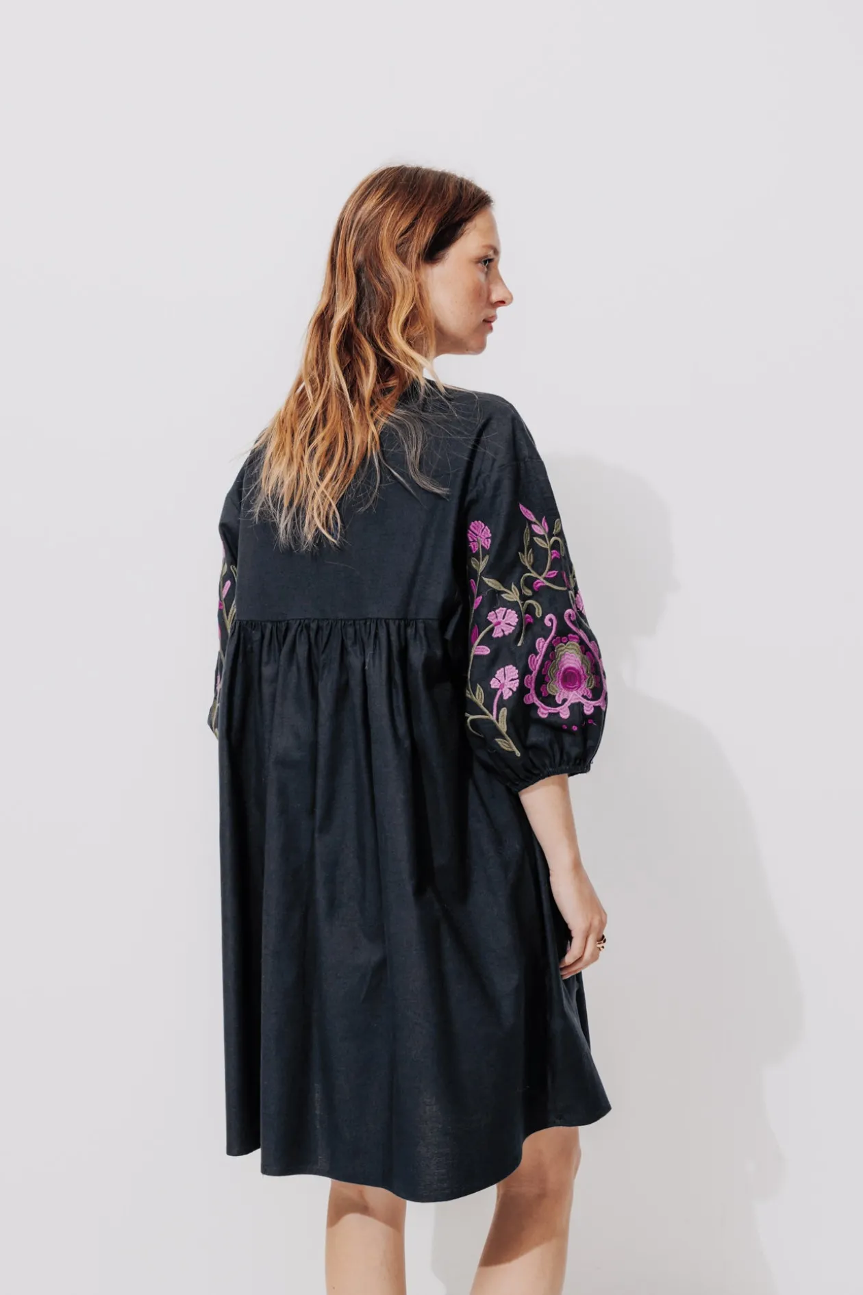 Promod Robe courte brodée Femme - Marine Discount