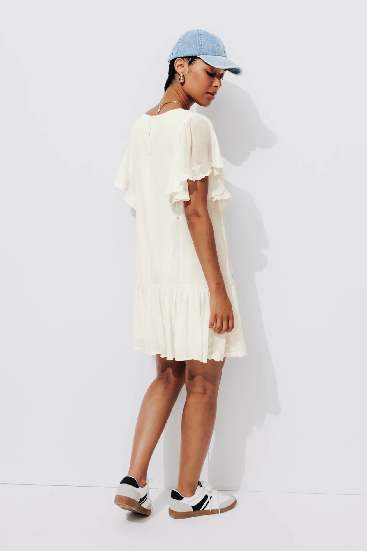 Promod Robe courte brodée Femme - Ecru Hot