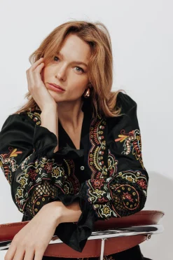 Promod Robe courte brodée Femme - Noir Hot