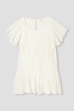 Promod Robe courte brodée Femme - Ecru Hot