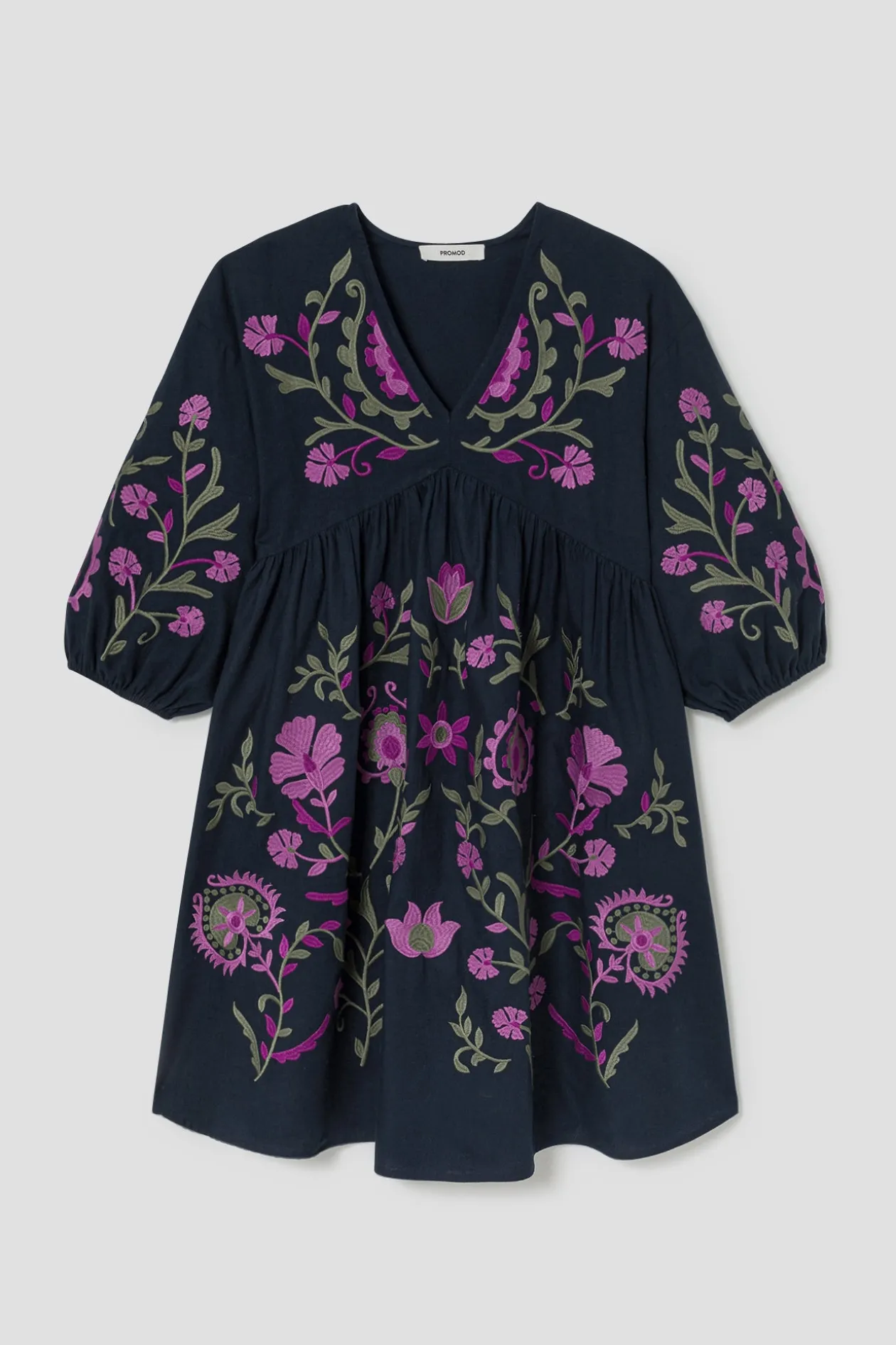 Promod Robe courte brodée Femme - Marine Discount