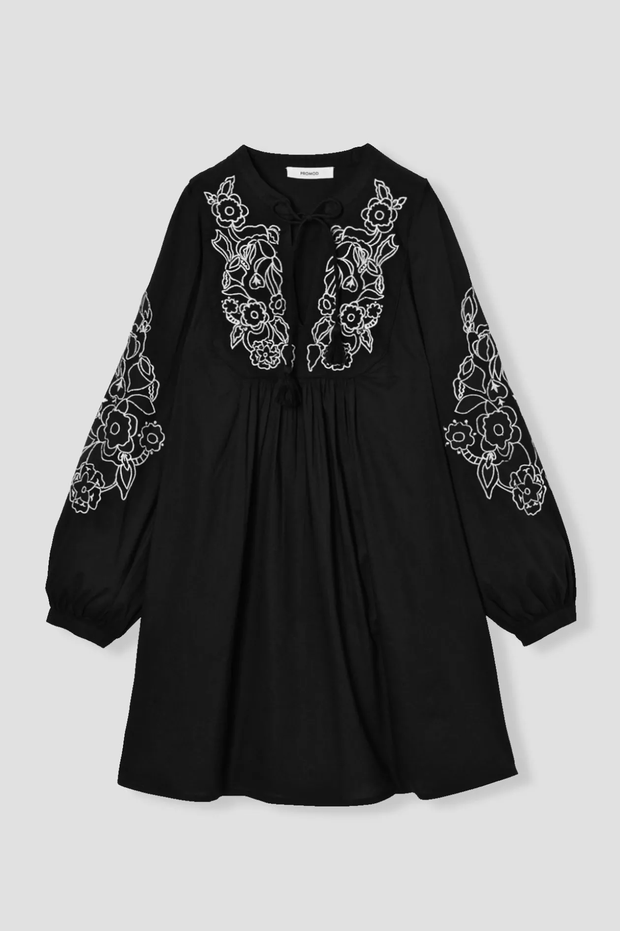 Promod Robe courte brodée Femme - Noir Discount
