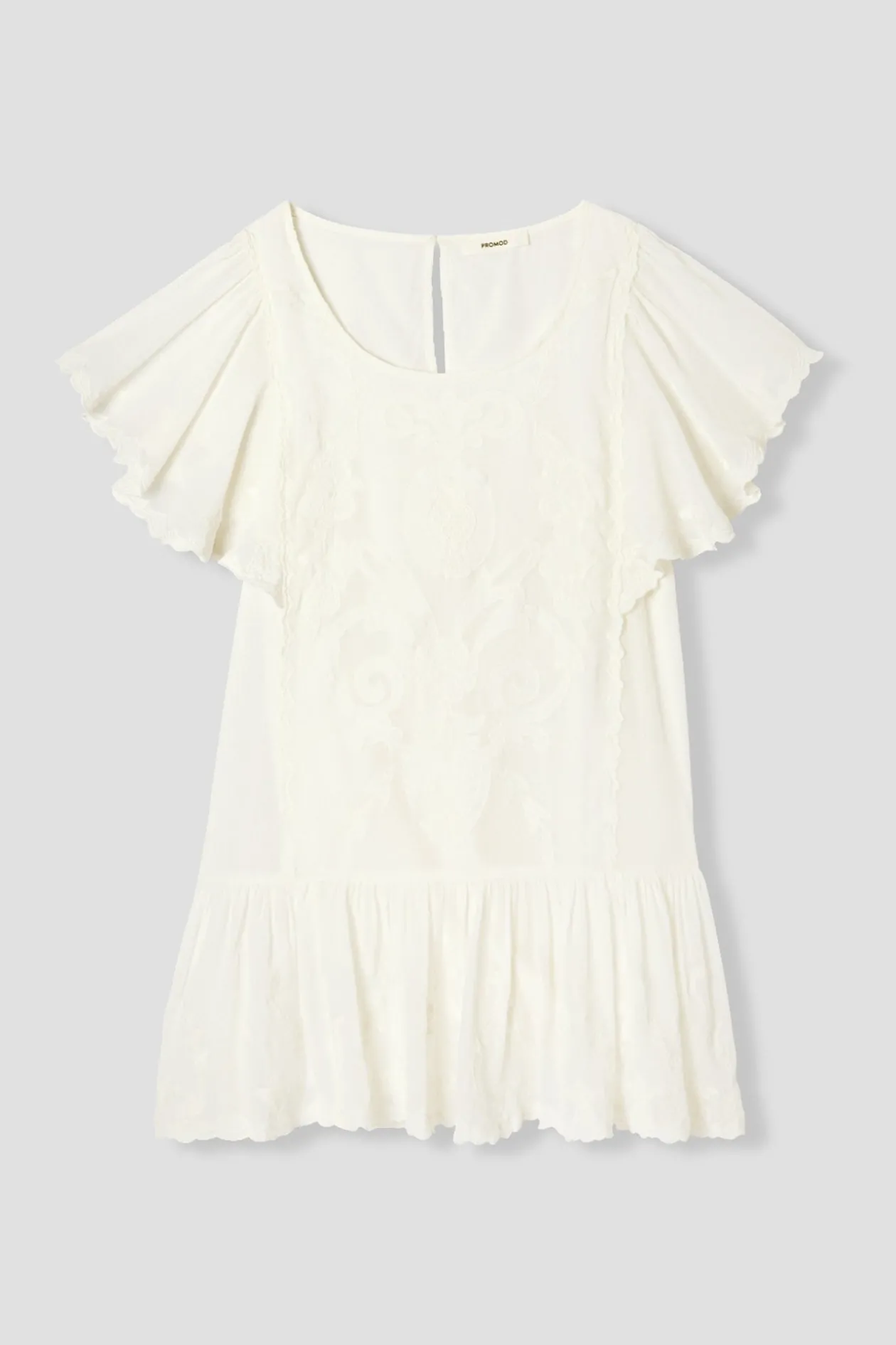Promod Robe courte brodée Femme - Ecru Hot