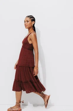 Promod Robe courte broderie anglaise - Terre de sienne Terredesienne Shop