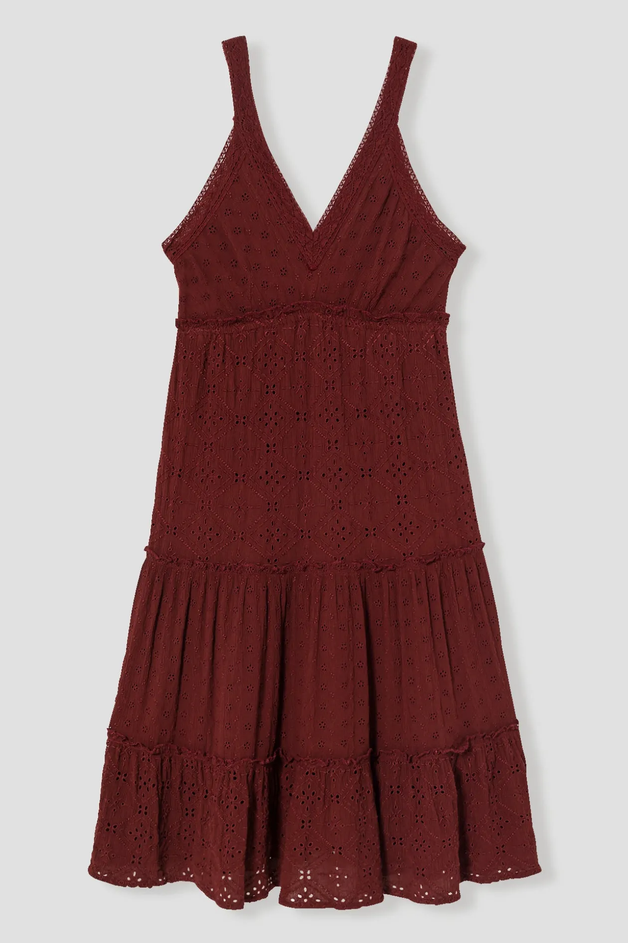 Promod Robe courte broderie anglaise - Terre de sienne Terredesienne Shop