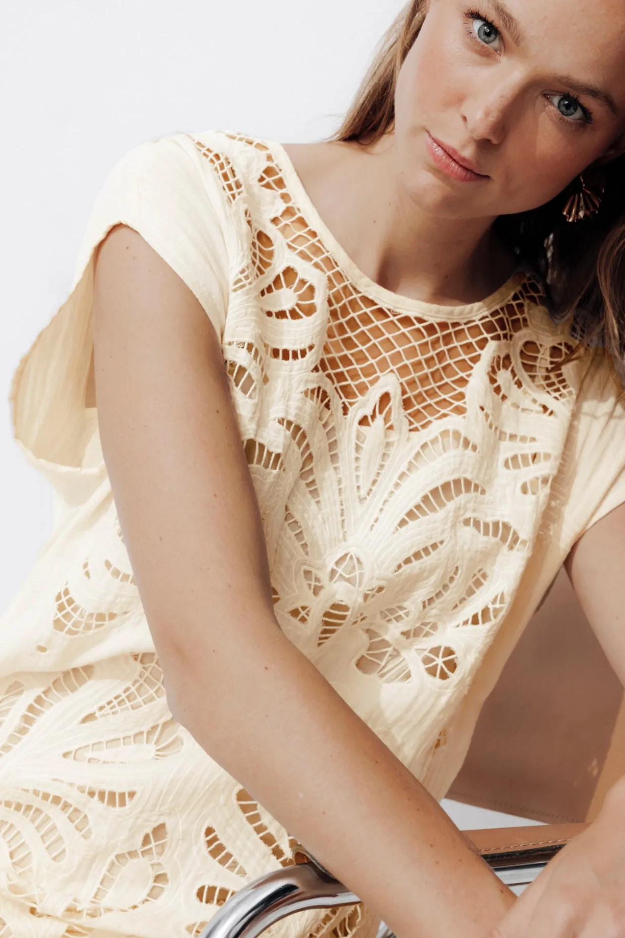 Promod Robe courte en guipures - Beige Flash Sale