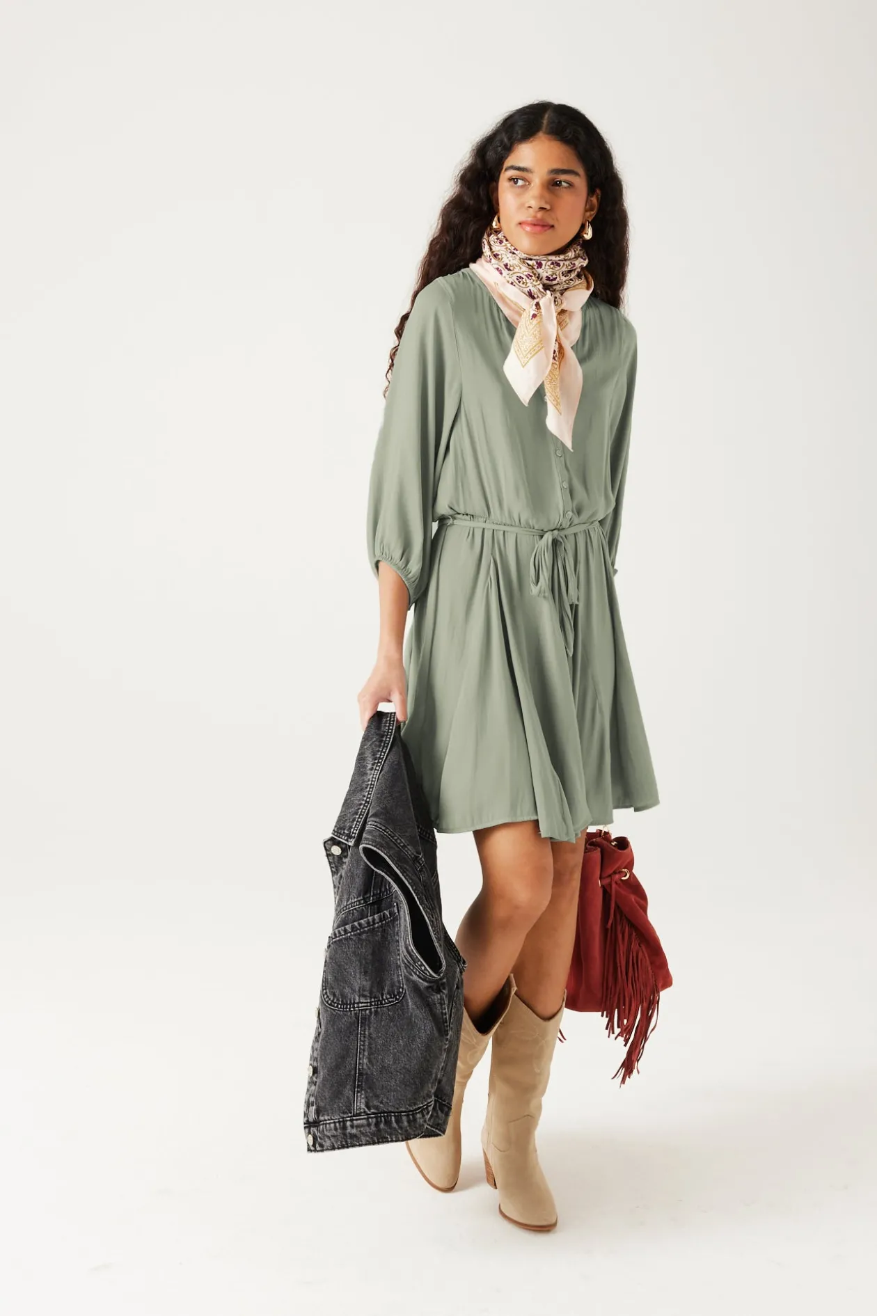 Promod Robe courte en satin Femme - Turquoise Sale