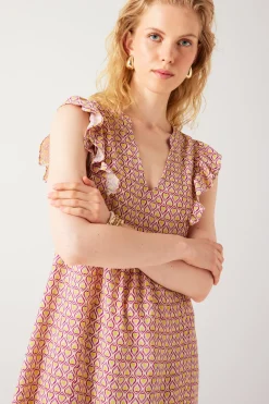 Promod Robe courte Femme - Imprimé cassis Imprimécassis Shop