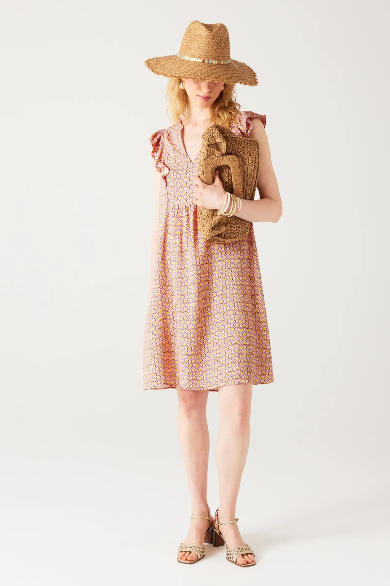 Promod Robe courte Femme - Imprimé cassis Imprimécassis Shop