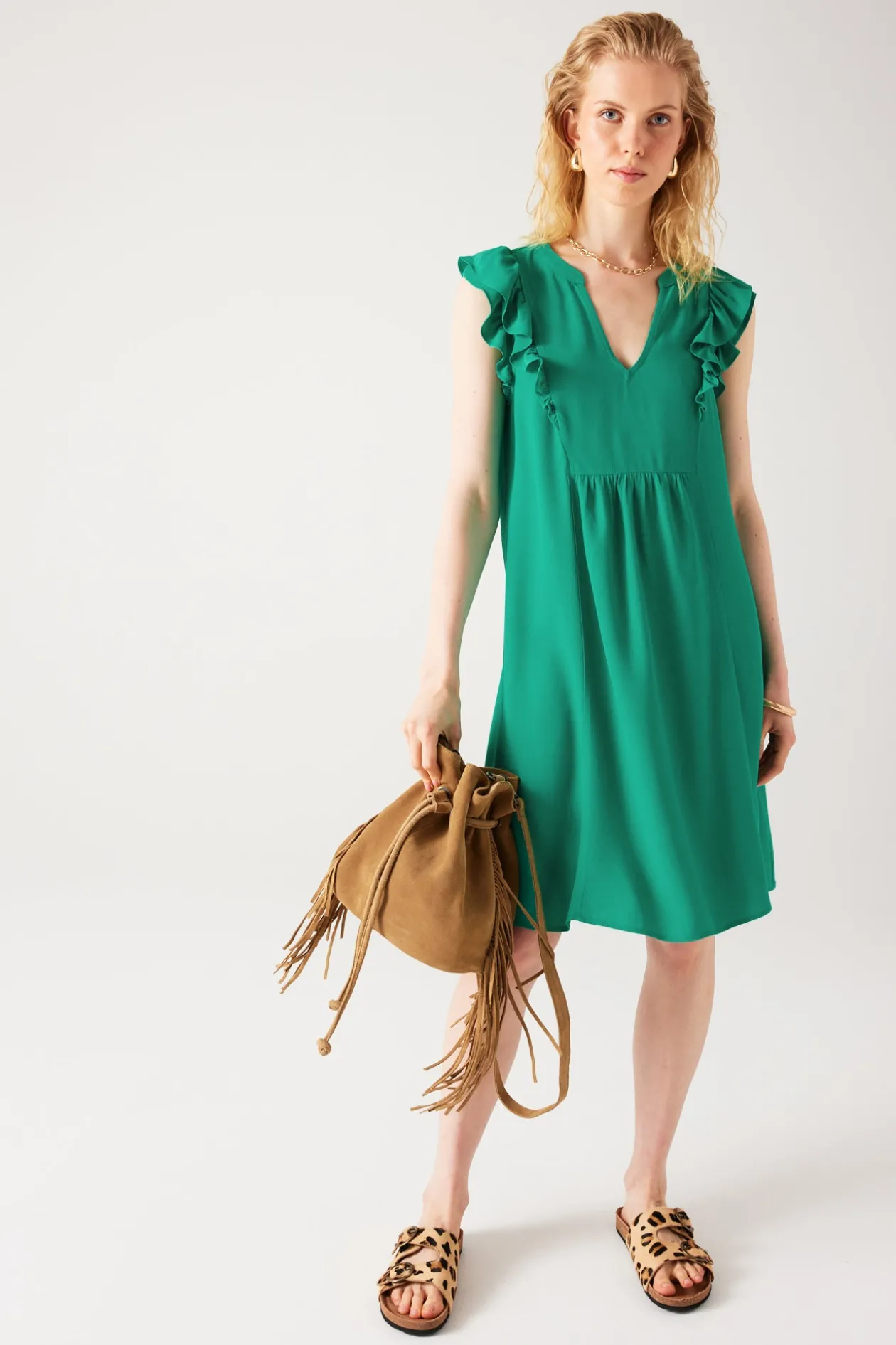 Promod Robe courte Femme - Vert Clearance