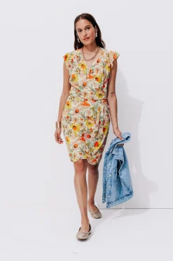 Promod Robe courte fleurie Femme - Imprimé écru Impriméécru Discount