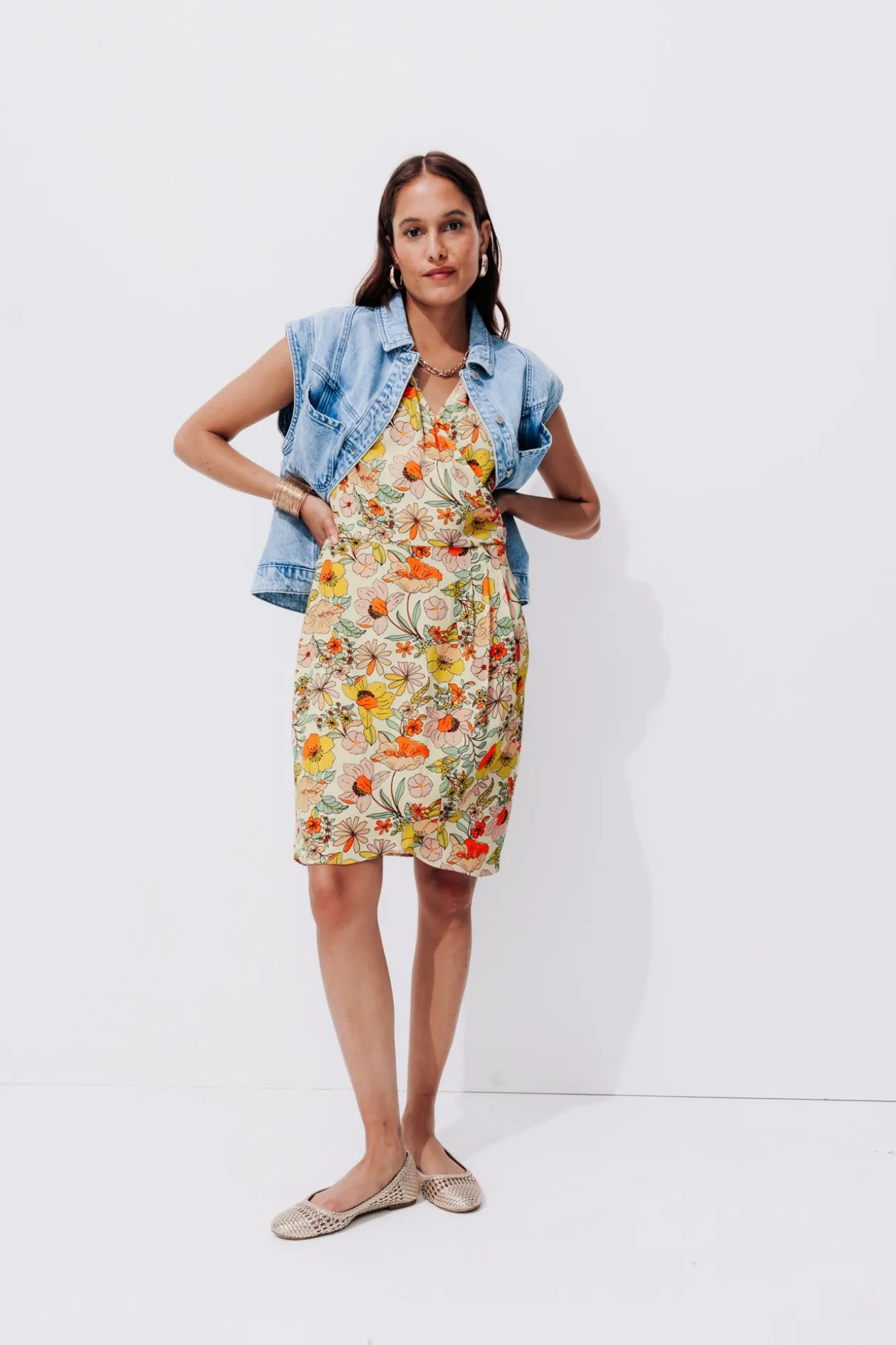 Promod Robe courte fleurie Femme - Imprimé écru Impriméécru Discount
